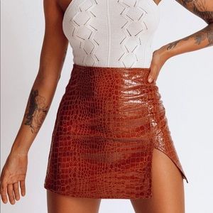 The Wren Mini Skirt Brown Croc